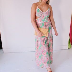 Pink & Green Paisley Maxi Dress